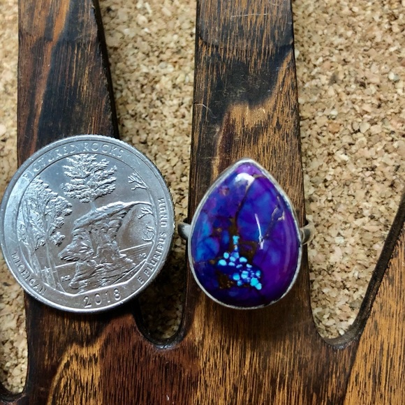 Native Jewelry - Sterling Silver Native Turquoise Stone Ring Size 6